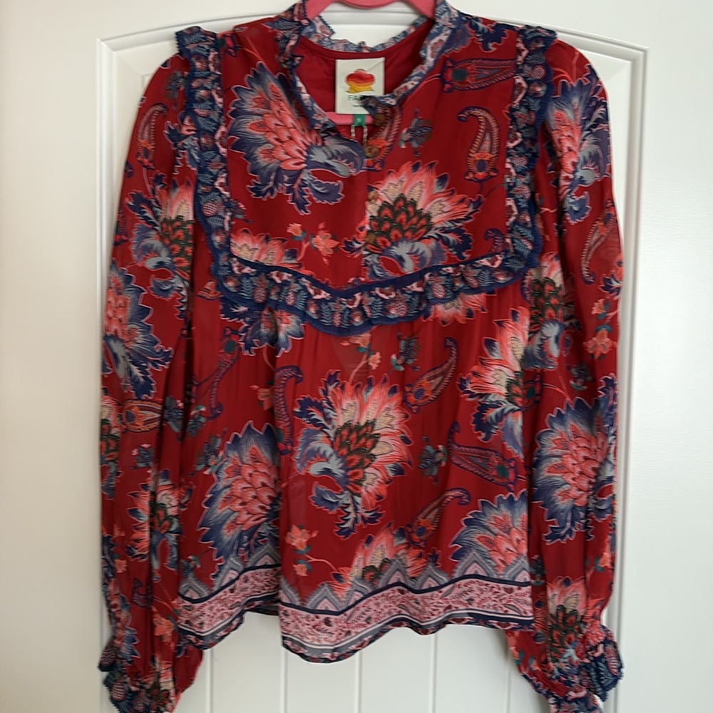 NWT Farm Rio Small Luang Red Blouse